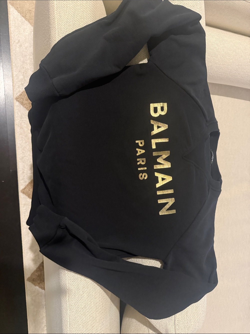Balmain Black Sweatshirt with Gold BALMAIN PARIS Logo